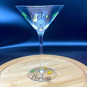 Ladies Minx collector’s martini stemmed glass 6 oz hand painted